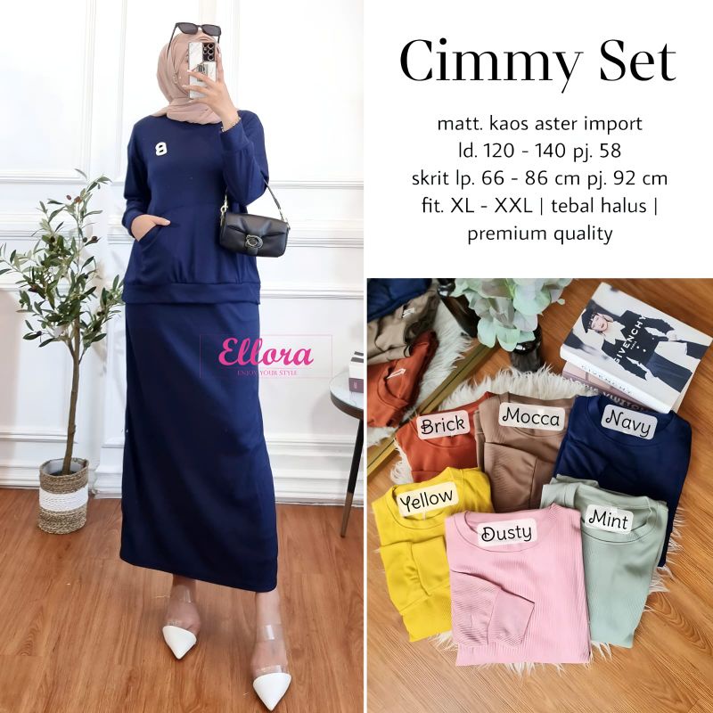Setelan wanita kekinian lenggang panjang matt. kaos aster import Ld.120-140 Pj. 58 cimmy set cantik 