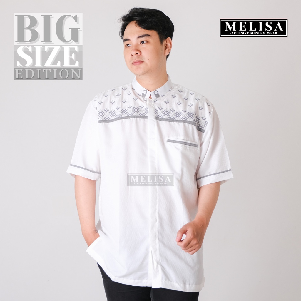 baju koko pria lengan pendek bahan poli katun warna putih tulang ukuran jumbo 2XL 3XL 4XL XXL XXXL XXXXL