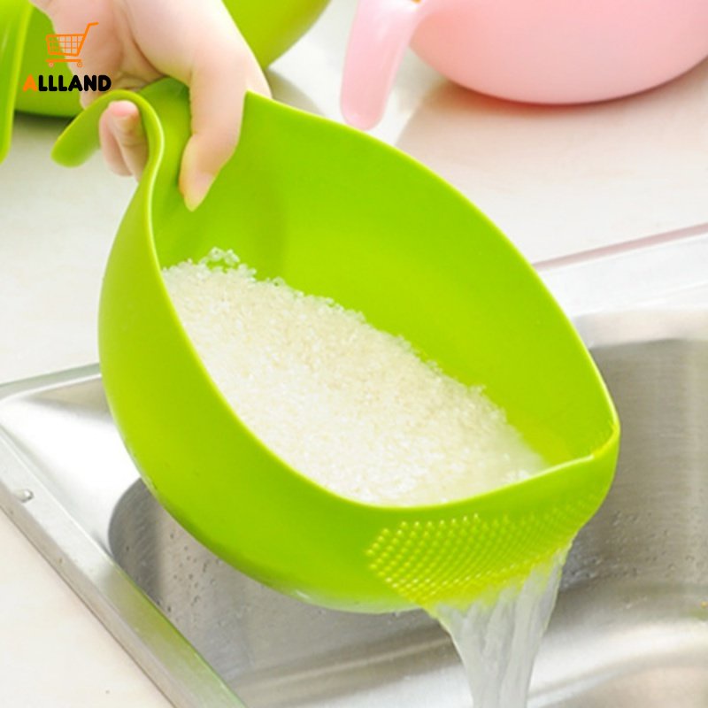 1pc Colander Saringan Beras Bahan Plastik Warna-Warni Dengan Gagang/Keranjang Saringan Cuci Buah Sayuran Gadget Dapur