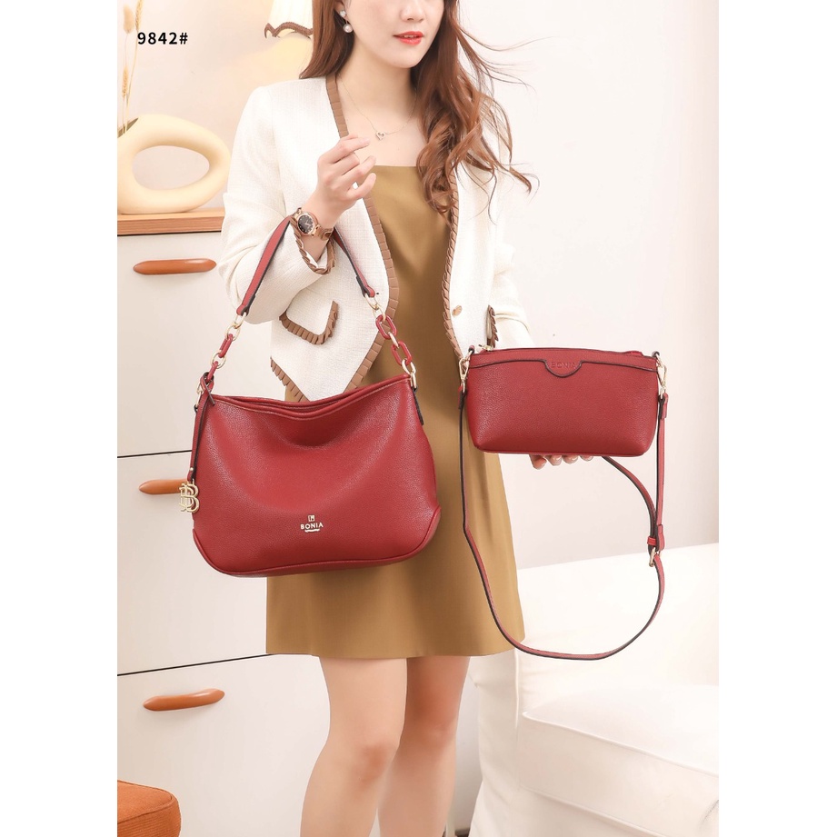 BO Leather Hobo Shoulder Bag With Slingbag 9842