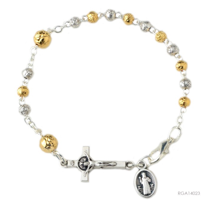 

Nemodorry Rosario Gelang Metal Bentuk Mawar St. Benedict Katolik