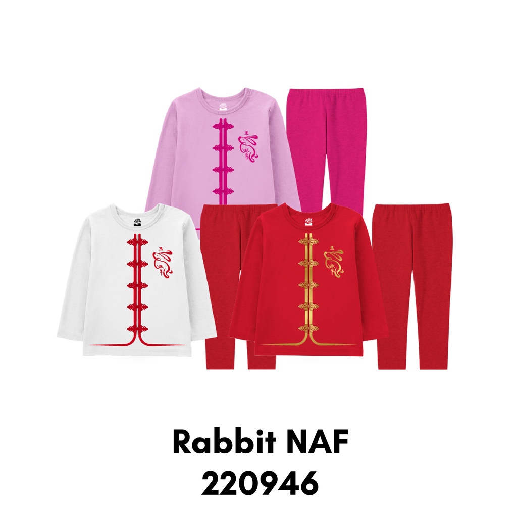 Piyama Imlek Rabbit NAF Anak Usia 2 Sampai 8 Tahun Bahan Katun Combed 30s Premium