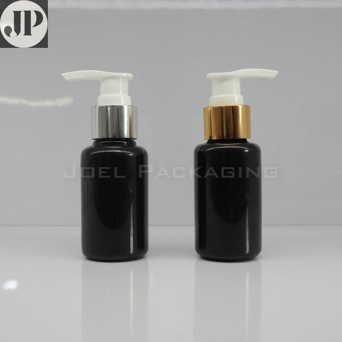 BOTOL 60ML PUMP LOTION SILVER GOLD 60 ML TUBULAR HITAM PUMP - Pump Silver