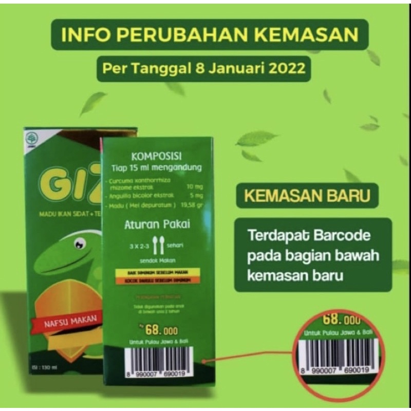 Gizidat 130 ml ( madu nutrisi lengkap penggemuk badan anak )