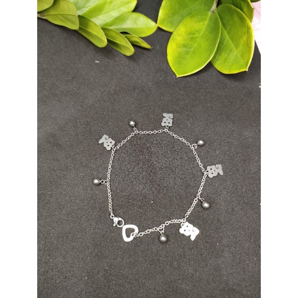 Gelang tangan Titanium silver anti karat