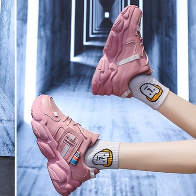 Sepatu Putih Wanita Unik Terbaru Sepatu Sneaker Perempuan Pink Import Sneakers Shoes Cewek Trendy SP-222