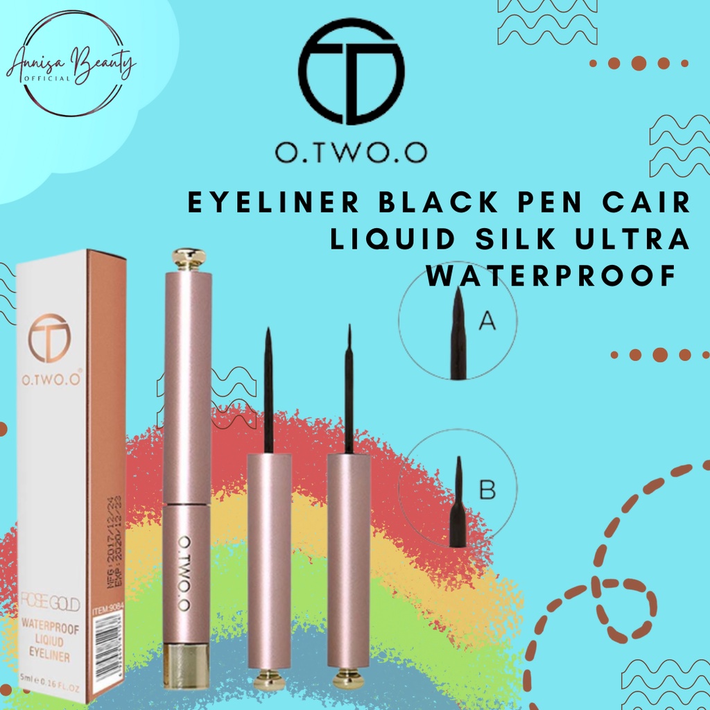 [100% ORIGINAL][READY]O.Two.O Eyeliner Black Pen Cair Liquid Silk Ultra Waterproof 5mL Rose Gold Series/TAHAN AIR /TAHAN LAMA/HITAM