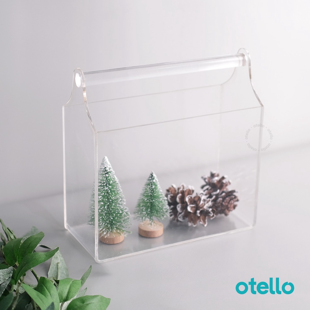 Tas Akrilik Keranjang Acrylic Box Handle Holder Packaging Christmas Hampers Gift Kotak Natal Aklirik Bag Transparan