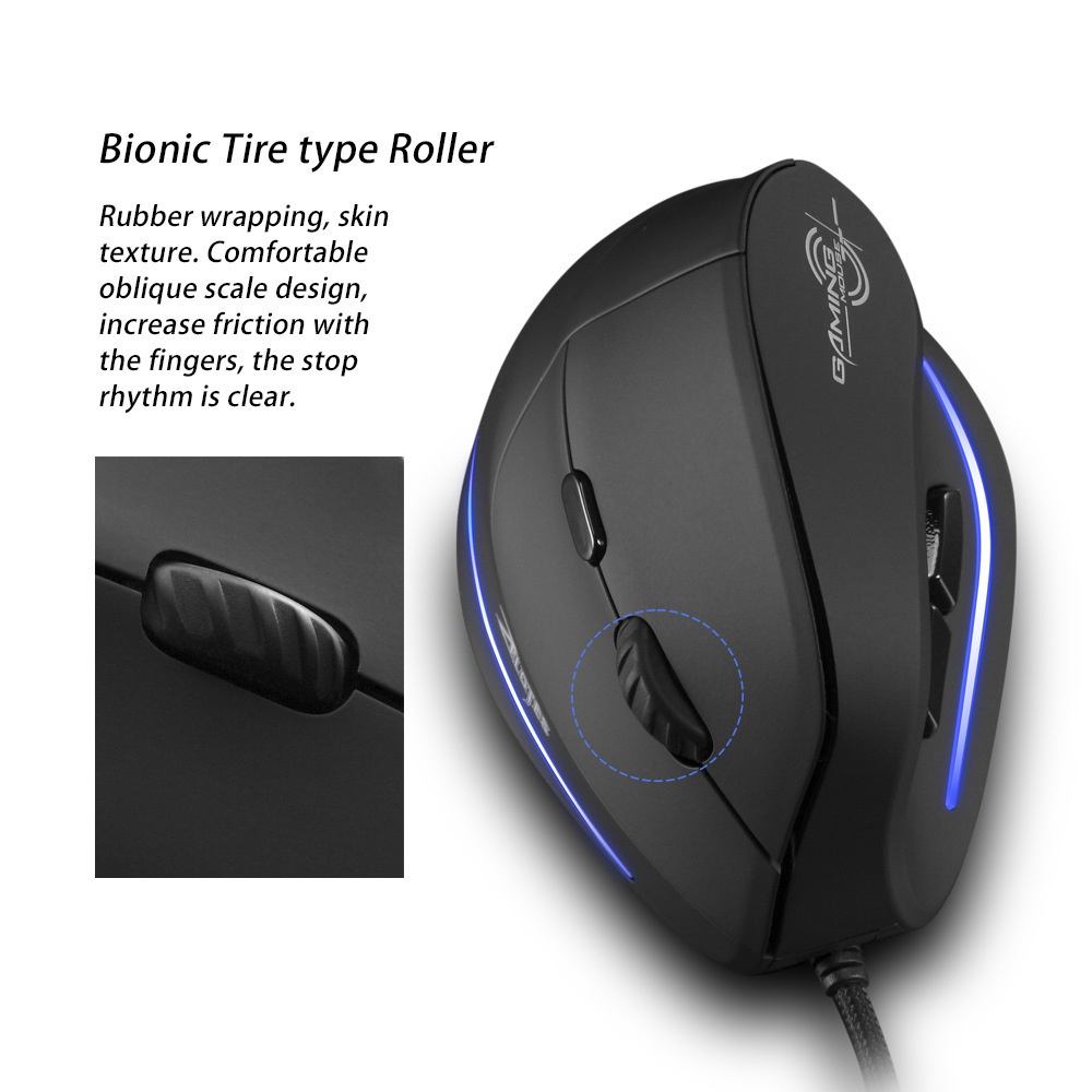 Zelotes T-20 Vertical Wired Game Mouse Wired Vertical Mouse Mouse Ergonomis Untuk PC Laptop