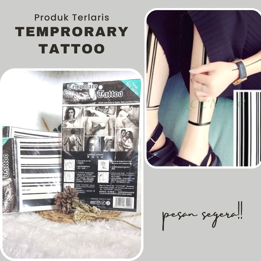 【MINE】 tato temporer tahan lama||Desain garis gelang tribal temporary tattoo tato temporer fashion B
