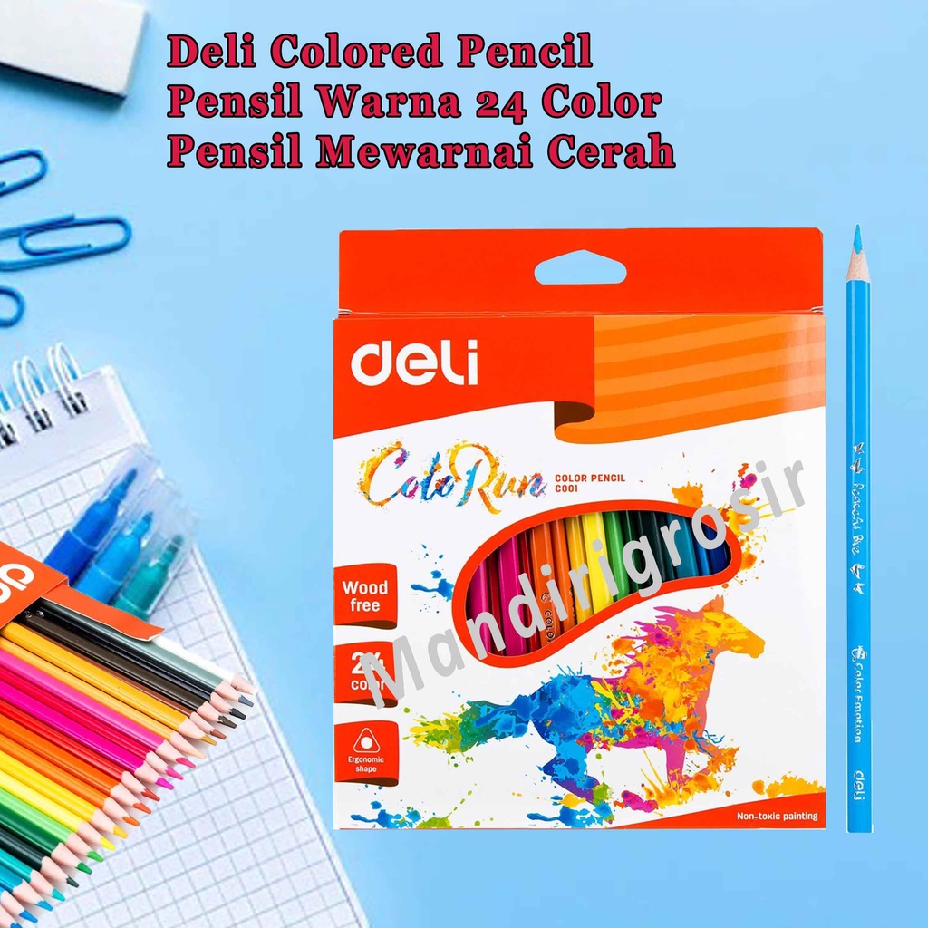 Pensil Warna * DELI Colered Pencil * Pensil Gambar * Pensil Mewarnai 24 Color