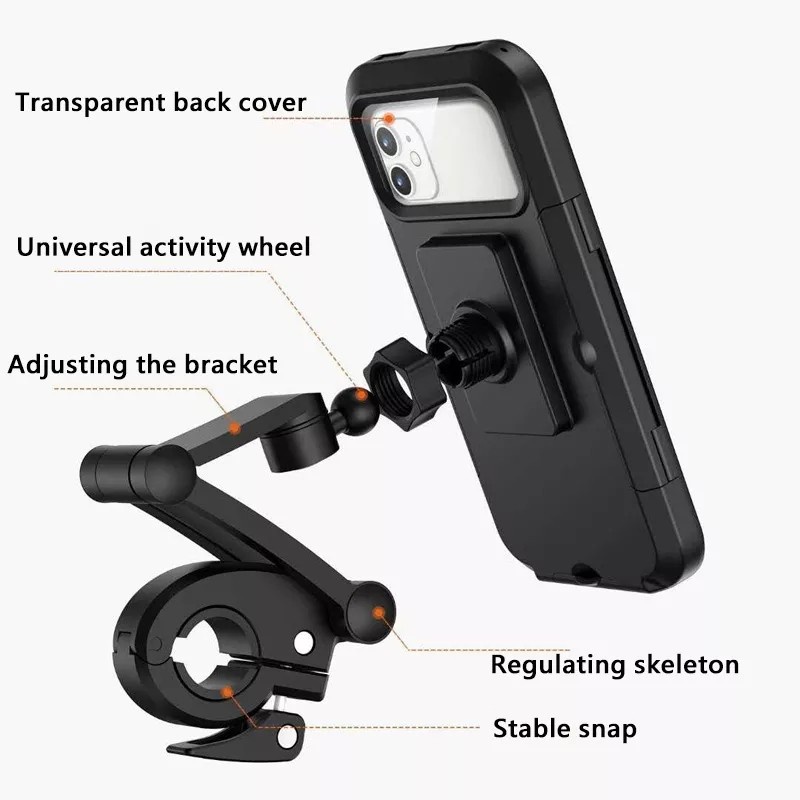 Holder Hp Motor Sepeda Di Stang Waterproof Case For Phone Holder 360°