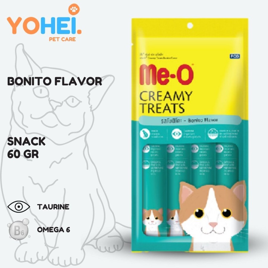 Meo Creamy Treats Snack Kucing Bonito Flavor 4x15gr