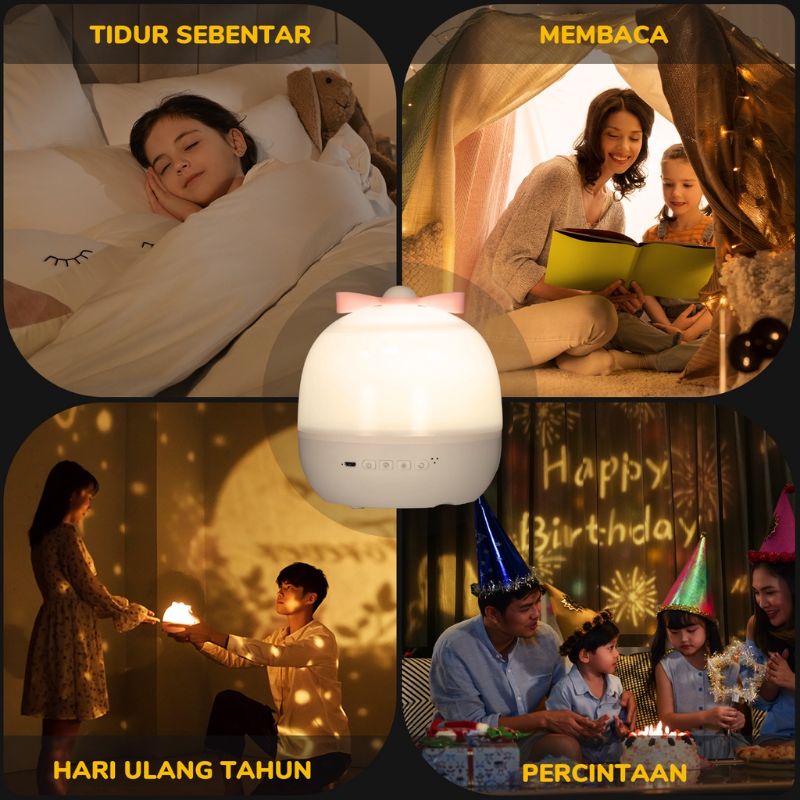 Lampu Tidur Proyektor Langit Bintang + Speaker Bluetooth + Remote + Auto Off