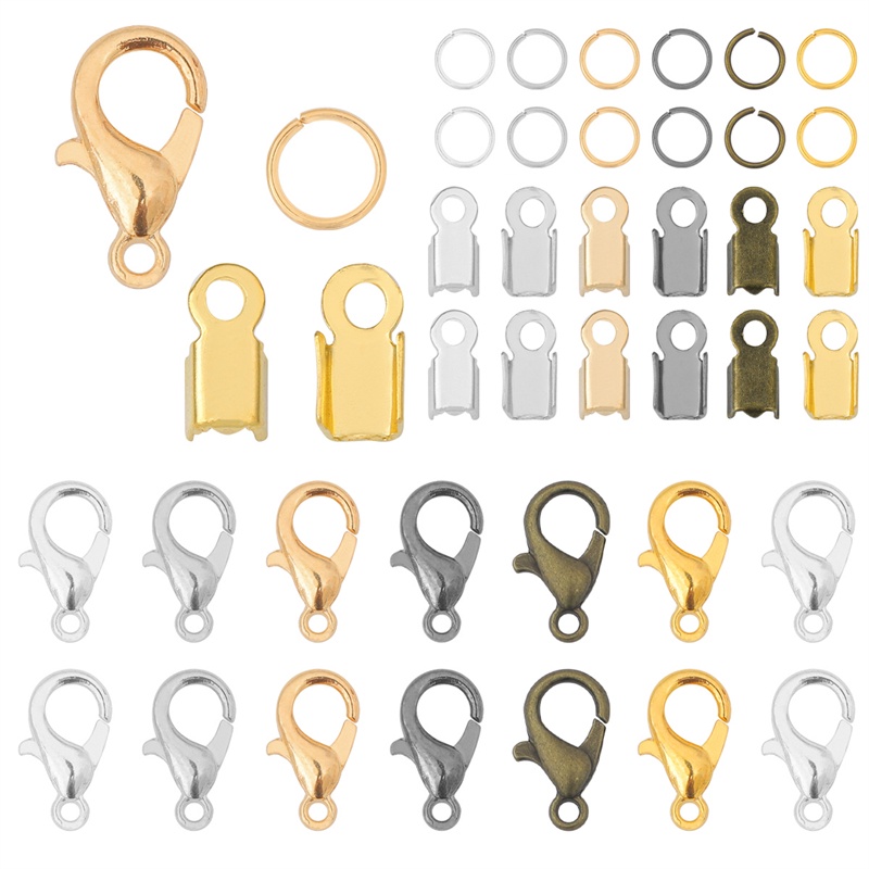 20pc lobster clasp jump ring clip tip Lipat crimping Konektor Gelang Kalung Rantai DIY Membuat Perhiasan kit Aksesoris