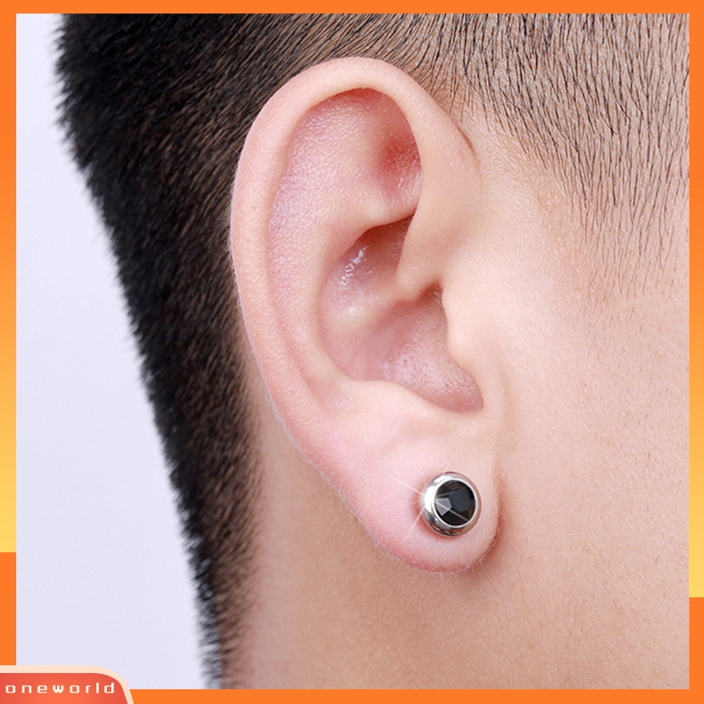 [WONE] Unisex Berlian Imitasi Stainless Steel Ear Stud Earrings Helix Piercing Perhiasan Hadiah