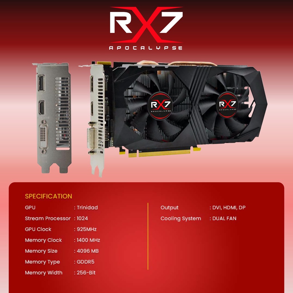 VGA RX7 R9 370 4GB GDDR5 256 BIT REAL CAPACITY RESMI