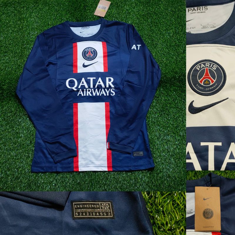 Jersey Bola PSG Longsleeve Home 2022 2023 Grade Ori Import Baju Sepak Bola Lengan Panjang Pria