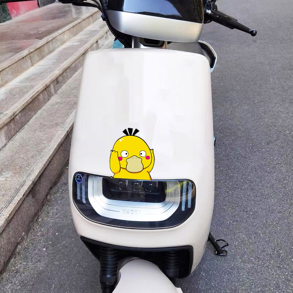 Pocket Monster Psyduck Reflektif Stiker Jendela Mobil Keraguan Bebek Bebek Motor Dekorasi Tubuh Helm Kecantikan Decal Untuk Vespa