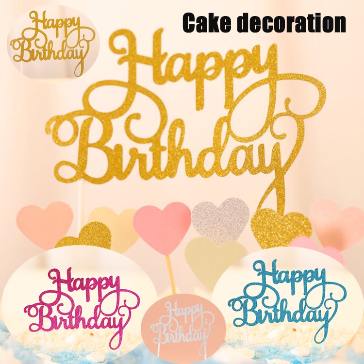 

Selamat Ulang Tahun Glitter Kertas Kue Topper Emas Silvery Surat Cupcake Dessert Dekorasi GQ