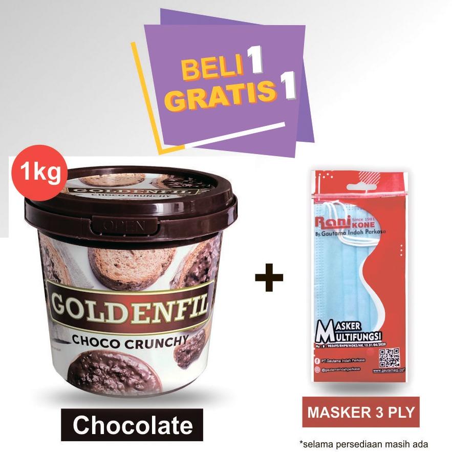 

30% OFF GOLDENFIL Choco Crunchy 1kg HALAL !!! GRATIS masker 1 pcs .,.,