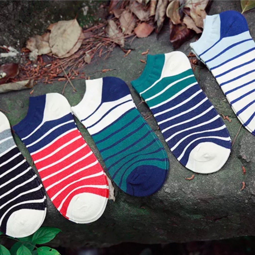 4 Pcs Pasang Kaos Kaki Ankle Motif Stripe