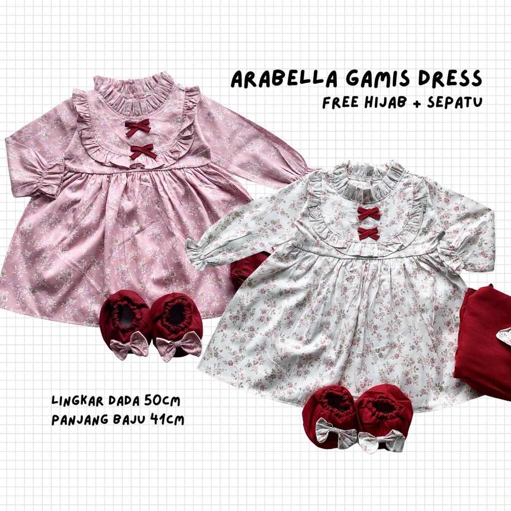 ARABELLA ALIKA gamis dress bayi kaos baju gamis anak perempuan gamis bayi baru lahir 0 - 12 bulan gamis newborn anak perempuan