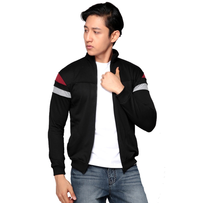 GIOFLO Jaket Casual Cowok Distro Sport Hitam / JAK 2269