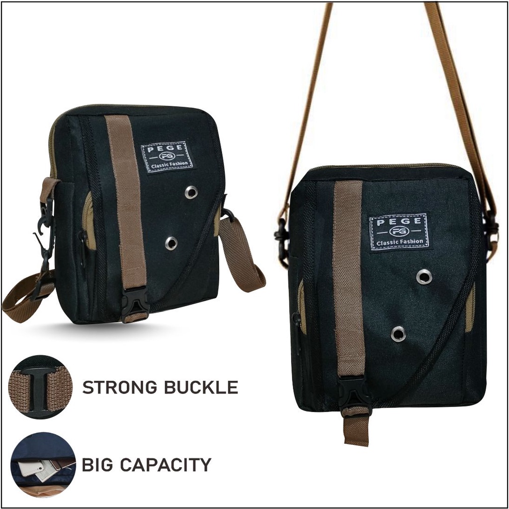 Tas Selempang Bahu Pria PEGE NATAKA Slingbag Casual Simpel - PG 8947