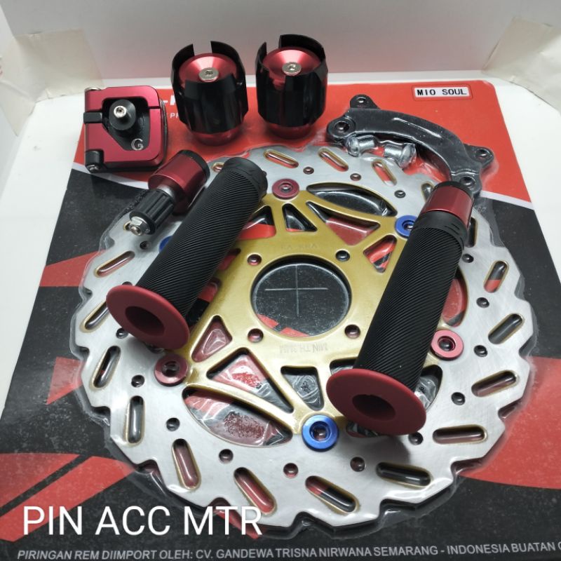 PAKET VARIASI MOTOR UNTUK MOTOR MIO SOUL CARBU/MIO SPORTY/MIO BATMAN/MIO SMILE/UKURAN DISC CAKRAM 260MM PLUSE BREKET