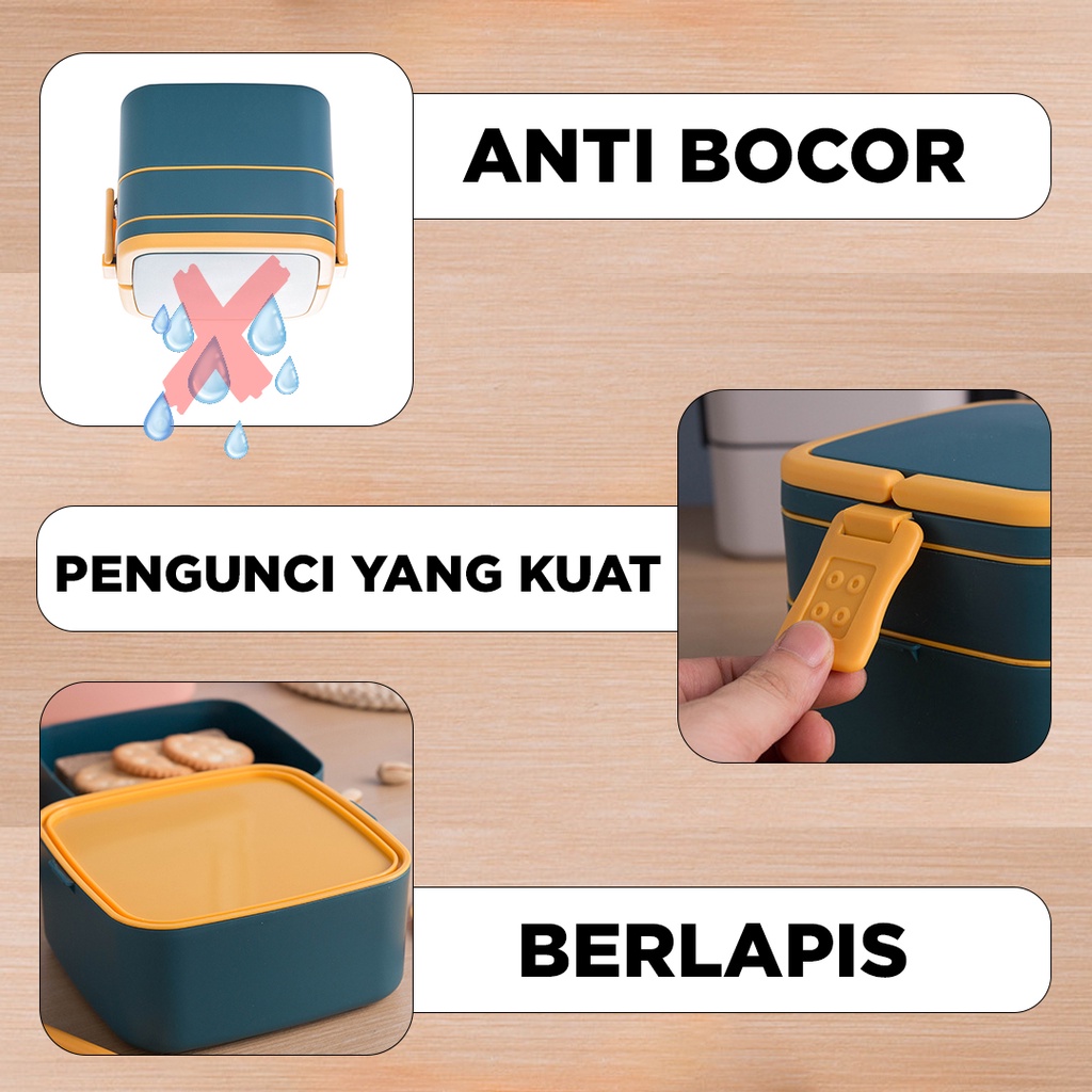 Lunch Box kotak Makan Kotak Bekal Single/Double-Layer / Kotak Makan Siang / Kotak Makan Anak Dan Dewasa