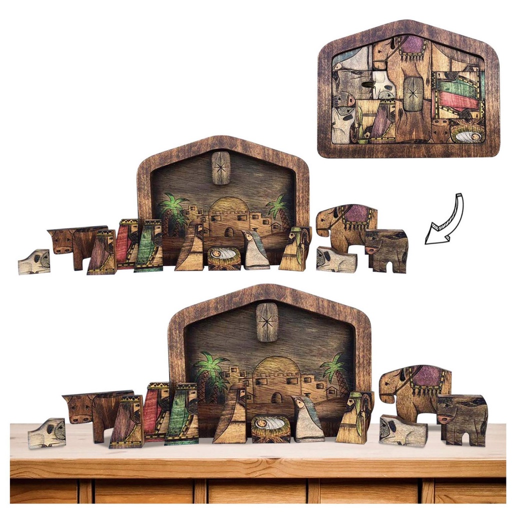 Wooden Jesus Puzzles Nativity Puzzle Puzzle Game Kids Desk Figurine