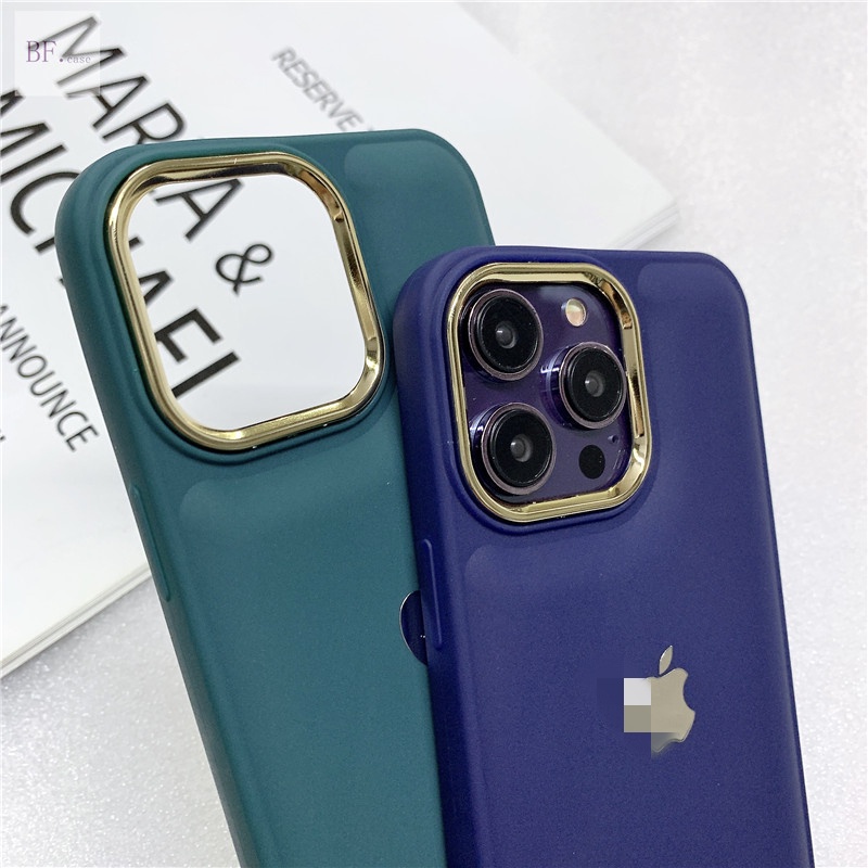 IPHONE (Gaya Roti Tawar) Untuk Iphone12 13 Pro Max Plating Lensa Soft Silicone Bump Case