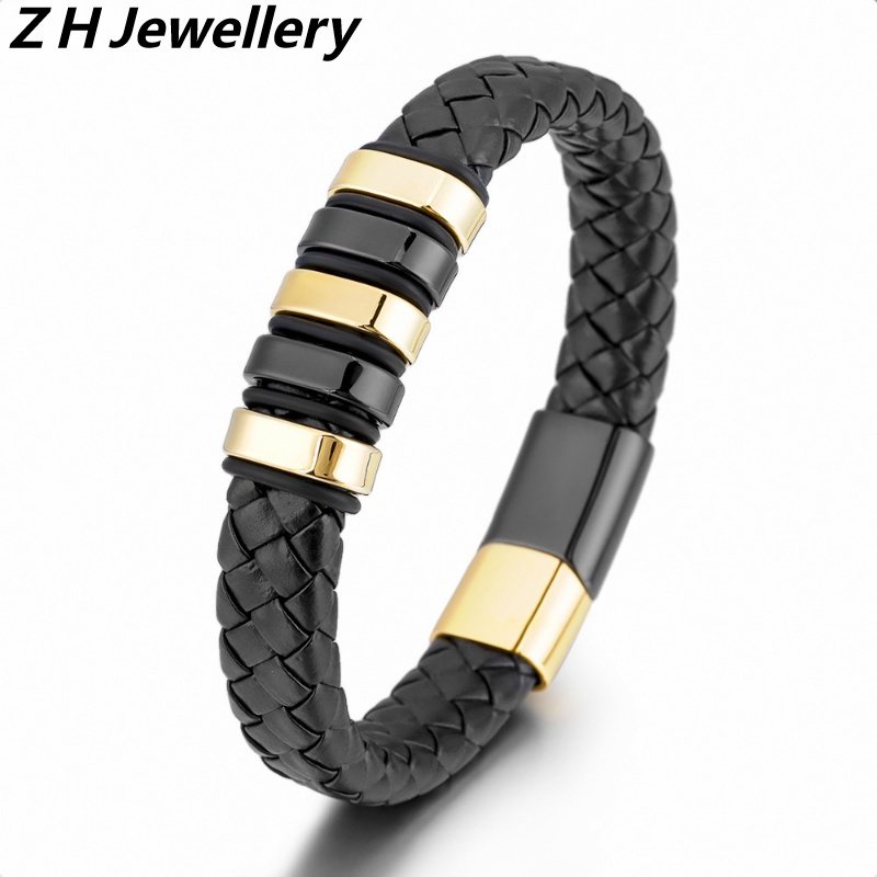 [Z H Jewelry] Hip Hop Rock Retro Viking Fashion Pria Gelang Kulit Pesta Perhiasan Aksesoris