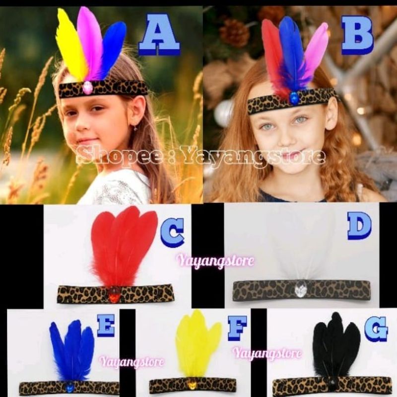 Headband Mahkota Bulu Pesta Anak dan Dewasa Headband Mahkota Bulu Ayam