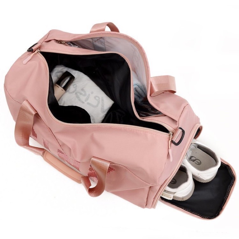 Imura | Tas Travelling Gym Duffel Bag Dufle Motif Blink Manik Borci PINK