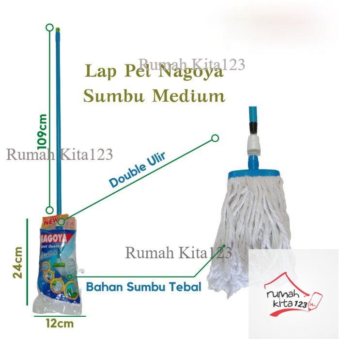 Pel Lantai Lap Sumbu Medium Pel mop Gagang NAGOYA 702