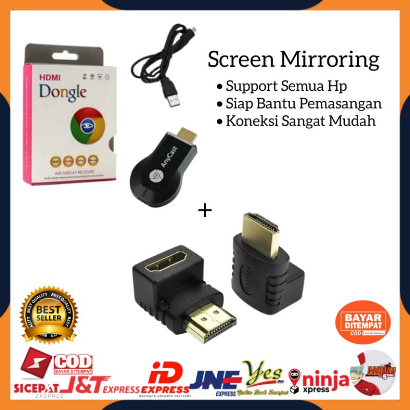 (COD) ANYCASH DONGEL WIRELESS DONGLE ANYCAST WIFI MIRACAST TV + ADAPTER SAMBUNGAN HDTV / ALAT PENYAMBUNG HP KE TV LED