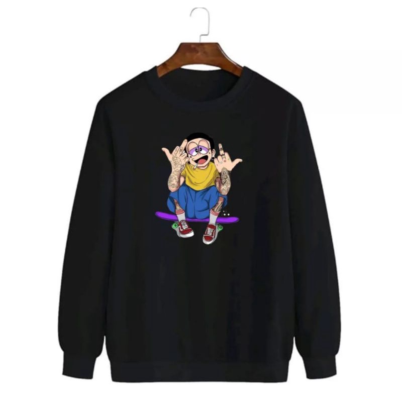 Sweater crewneck nobita pria wanita