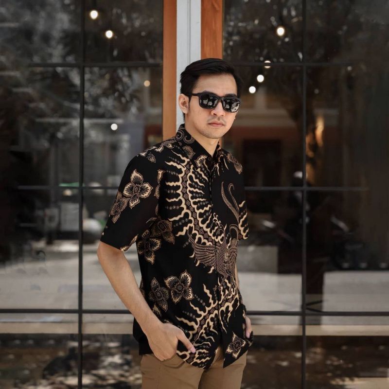 Batik Tsabita Couple Sweet Hem Baju Batik Ayah dan Anak Cowok Batik Hitam