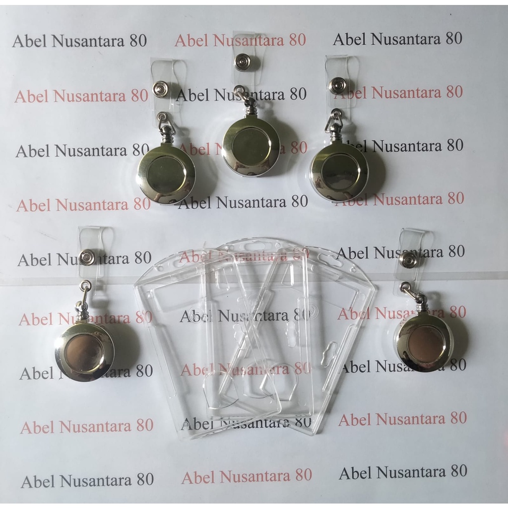 Paket Casing ID Acrylic Bening dengan Yoyo ID Card Chrome Silver