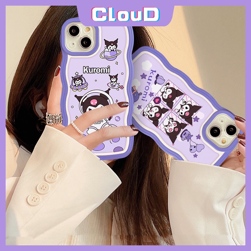 IPHONE Casing Tpu Lembut Kartun Tepi Bergelombang Kompatibel Untuk Iphone11 13 12 14 Pro Max7 8 Plus XR X XS Max6 6s 14 Plus Se2020 Astronot Lucu Kuromi Shockproof Phone Cover