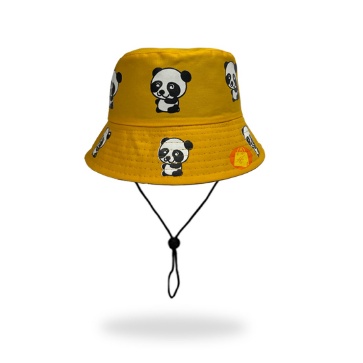 Bucket Anak Karakter Panda / Topi Bucket Anak Tali / Topi Anak Sablon