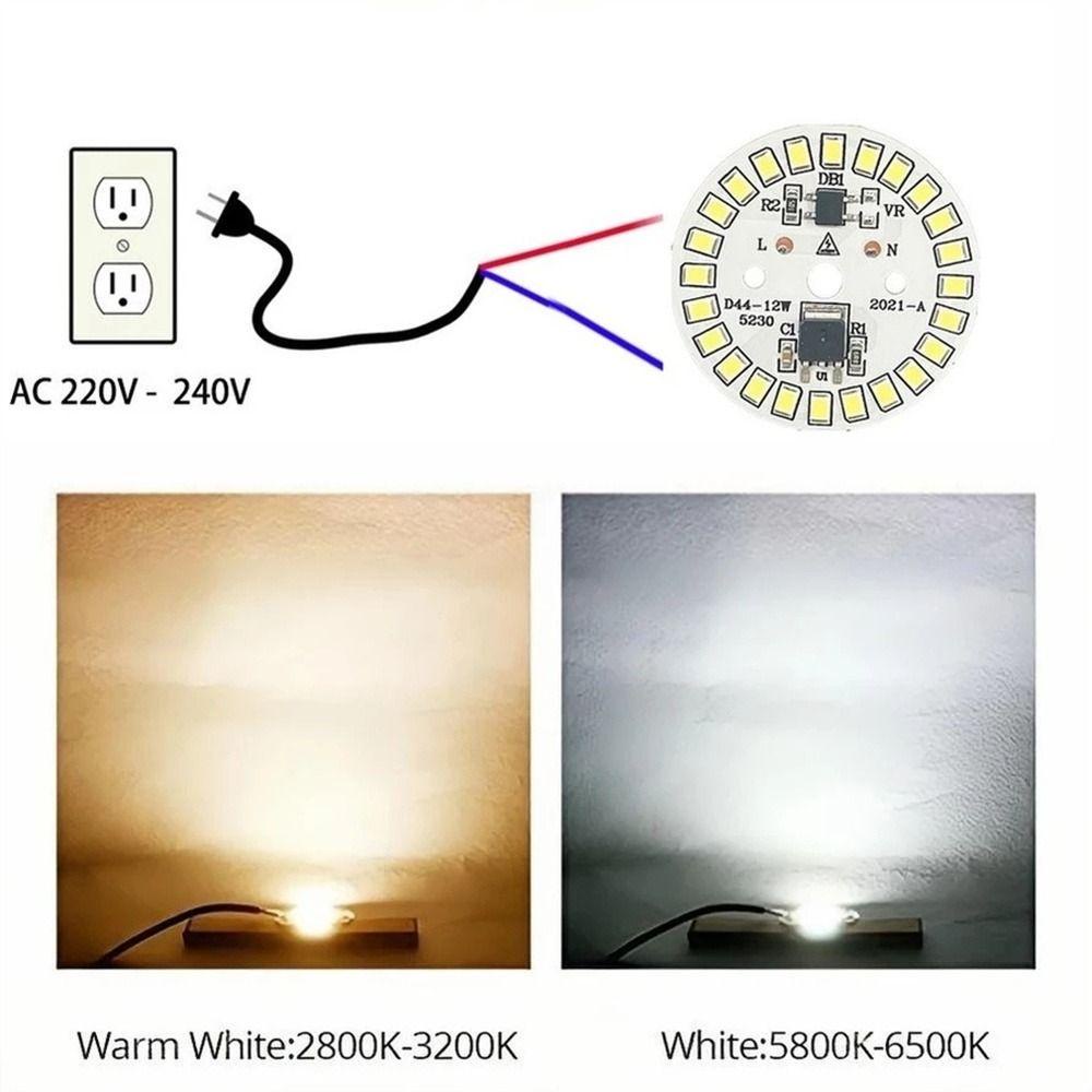 Nickolas1 5pcs LED Chip Putaran LED Chip PCB Dengan AC Terintegrasi 220V IC Driver Papan PCB Lampu Pencahayaan Manik-Manik Lampu