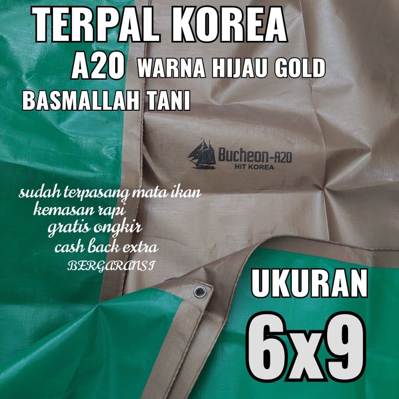 Terpal KOREA A20 Warna Hijau Gold ukuran 6x9 meter merk TRECK