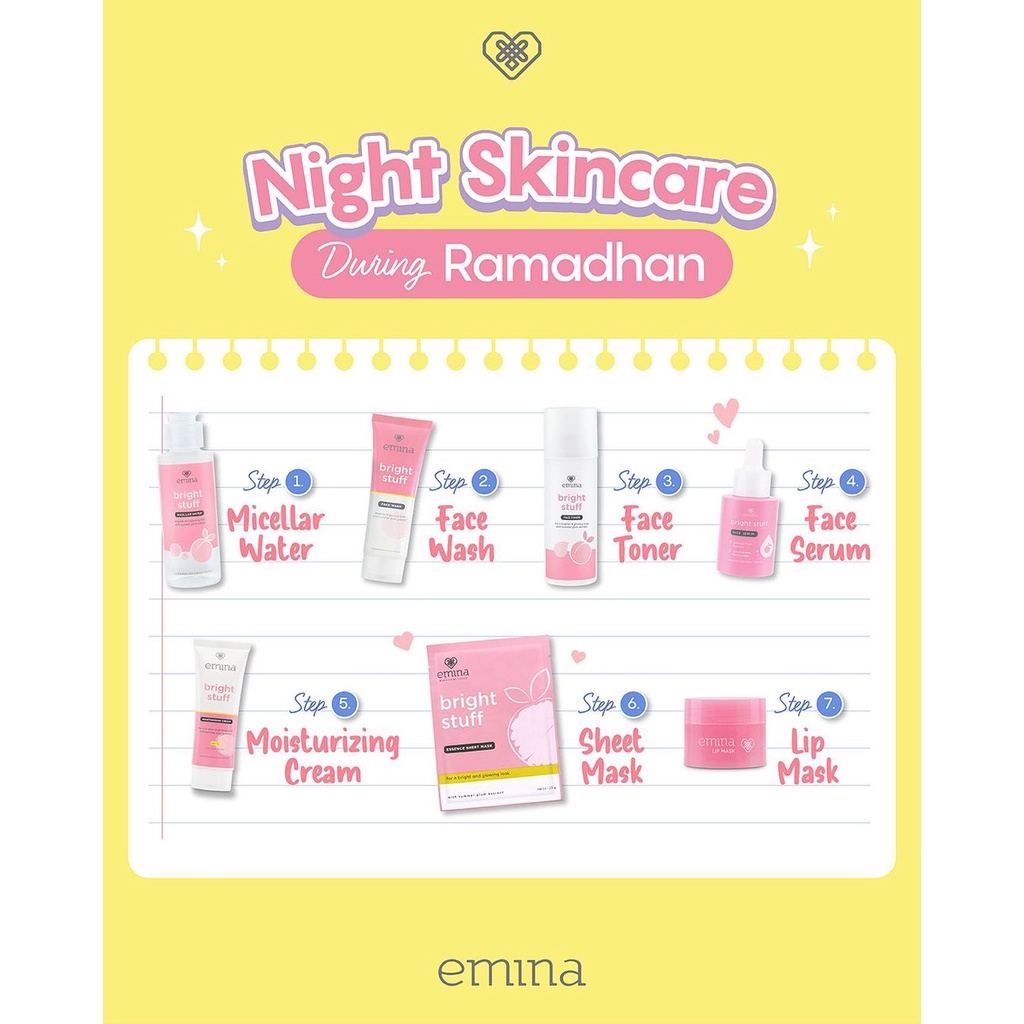 `ღ´ PHINKL `ღ´ ╰☆☆ 𝔢мιℕά ☆☆╮  Emina bright stuff face sheet mask pemutih wajah cocok untuk remaja