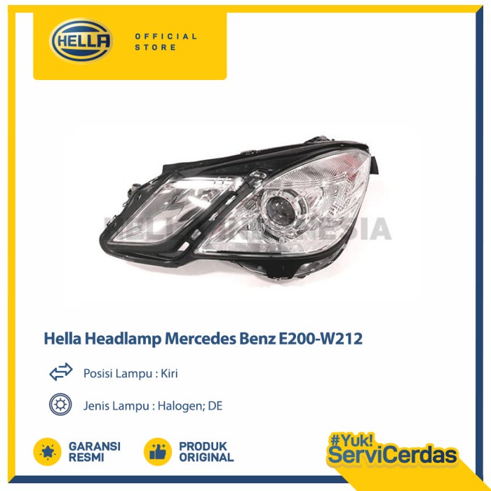 Lampu Headlamp Mobil Hella Mercedes Benz E200-W212 (Kiri) Halogen - Lampu Depan Mobil