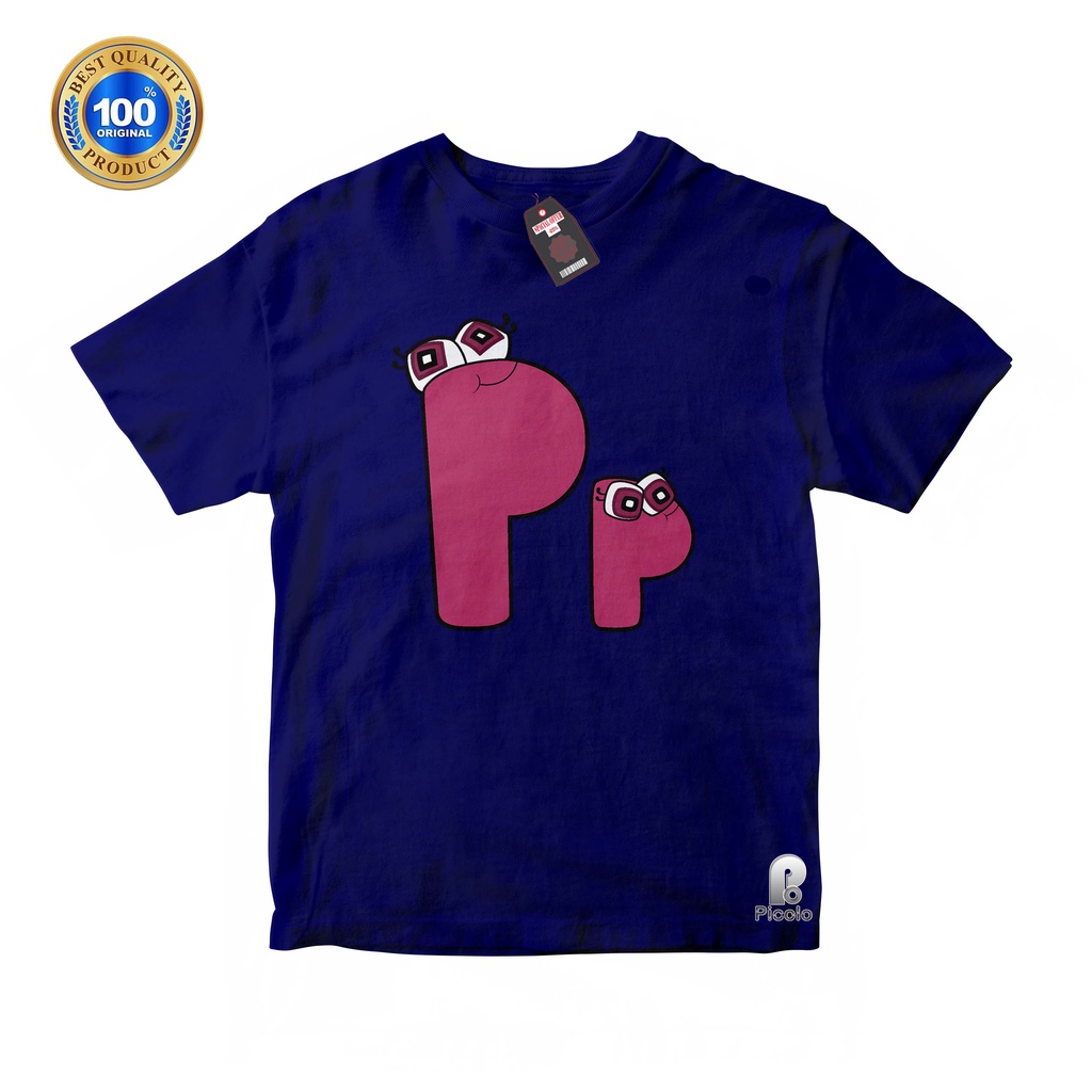 BAJU ANAK KAOS ATASAN ANAK HURUF P ALPHABET LORE UNISEX Bahan COTTUN (FREE NAMA)