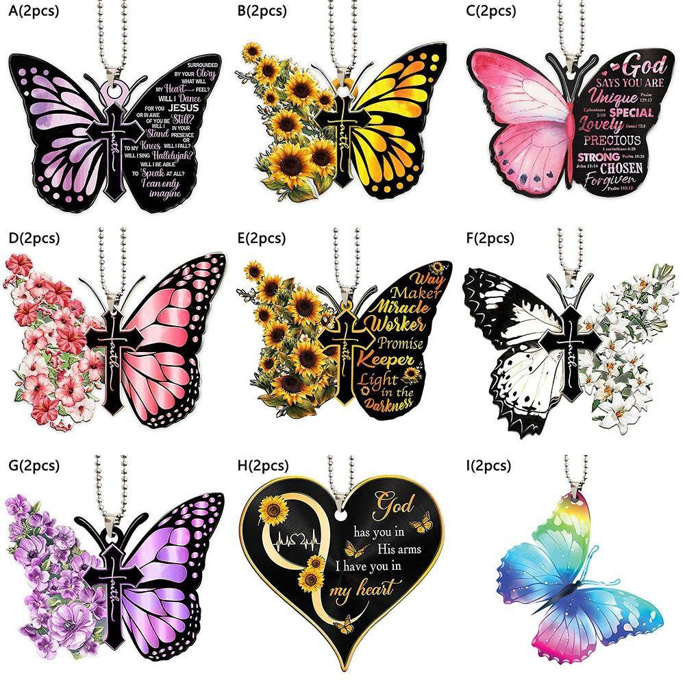 Suyo Kupu-Kupu Salib Gantung Liontin Kreatif Gadis Wanita Hadiah Terbaik Kaca Spion Ornamen