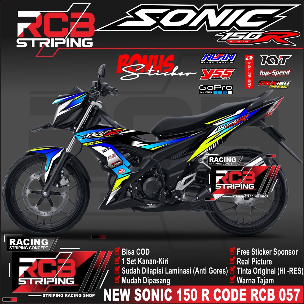 STIKER STRIPING SONIC 150R-STICKER VARIASI SONIC 150R -RCB 057